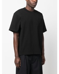 T-shirt à col rond noir Sacai