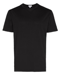 T-shirt à col rond noir Sunspel