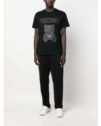 T-shirt à col rond noir Moschino