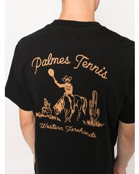 T-shirt à col rond noir Palmes