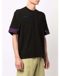 T-shirt à col rond noir Sacai