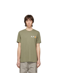 T-shirt à col rond olive A.P.C.