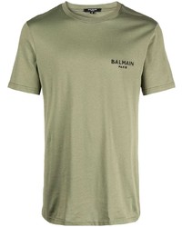 T-shirt à col rond olive Balmain