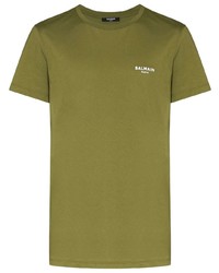 T-shirt à col rond olive Balmain