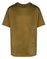 T-shirt à col rond olive Balmain