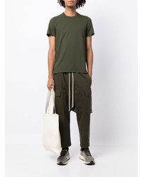 T-shirt à col rond olive Rick Owens