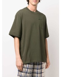 T-shirt à col rond olive Sacai