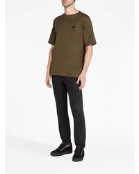 T-shirt à col rond olive Giuseppe Zanotti