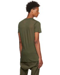 T-shirt à col rond olive Rick Owens