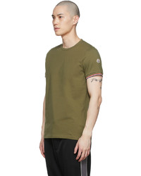 T-shirt à col rond olive Moncler