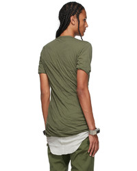 T-shirt à col rond olive Rick Owens