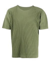 T-shirt à col rond olive Homme Plissé Issey Miyake