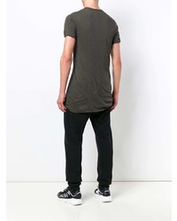 T-shirt à col rond olive Rick Owens