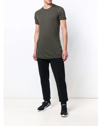 T-shirt à col rond olive Rick Owens