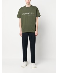 T-shirt à col rond olive MONCLER GRENOBLE