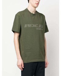 T-shirt à col rond olive MONCLER GRENOBLE