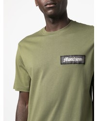 T-shirt à col rond olive Moschino