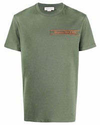 T-shirt à col rond olive Alexander McQueen