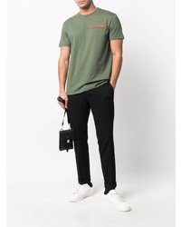 T-shirt à col rond olive Alexander McQueen