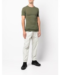 T-shirt à col rond olive Rick Owens