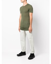 T-shirt à col rond olive Rick Owens