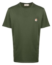T-shirt à col rond olive MAISON KITSUNÉ