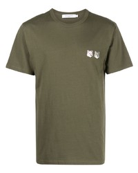 T-shirt à col rond olive MAISON KITSUNÉ