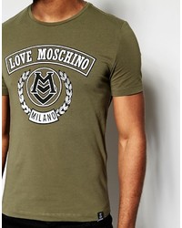 T-shirt à col rond olive Love Moschino
