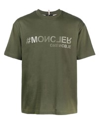T-shirt à col rond olive MONCLER GRENOBLE