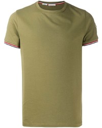 T-shirt à col rond olive Moncler