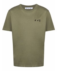 T-shirt à col rond olive Off-White
