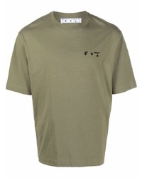 T-shirt à col rond olive Off-White