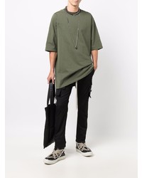 T-shirt à col rond olive Rick Owens