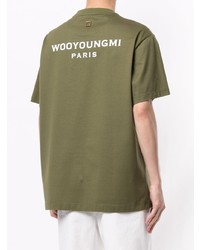 T-shirt à col rond olive Wooyoungmi