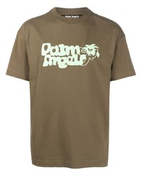 T-shirt à col rond olive Palm Angels