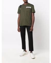 T-shirt à col rond olive Calvin Klein