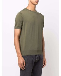 T-shirt à col rond olive Canali