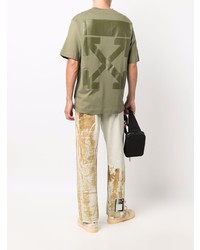 T-shirt à col rond olive Off-White