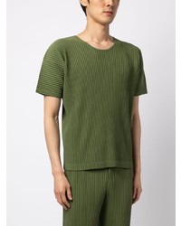 T-shirt à col rond olive Homme Plissé Issey Miyake