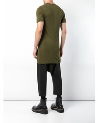 T-shirt à col rond olive Rick Owens