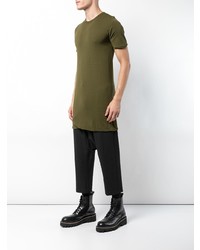 T-shirt à col rond olive Rick Owens