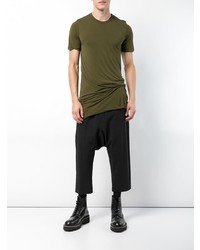 T-shirt à col rond olive Rick Owens