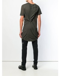 T-shirt à col rond olive Rick Owens