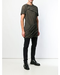 T-shirt à col rond olive Rick Owens