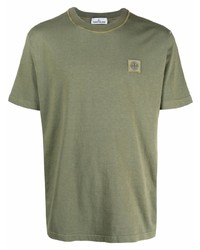 T-shirt à col rond olive Stone Island