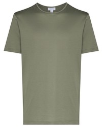 T-shirt à col rond olive Sunspel