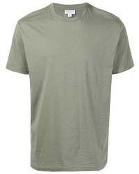 T-shirt à col rond olive Sunspel