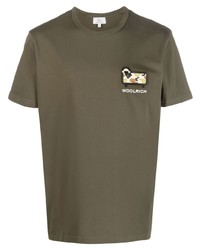 T-shirt à col rond olive Woolrich