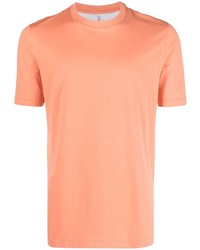 T-shirt à col rond orange Brunello Cucinelli