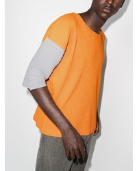 T-shirt à col rond orange Homme Plissé Issey Miyake